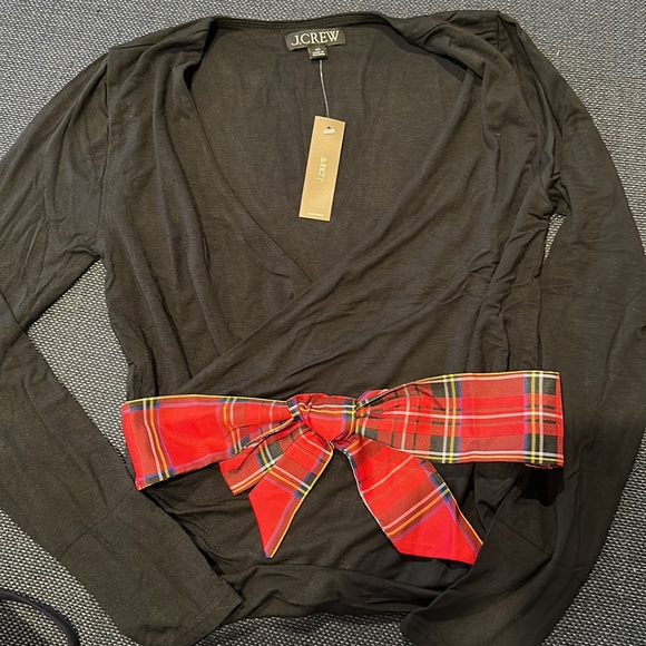 Jcrew wrap top with tartan bow - Picture 4 of 5